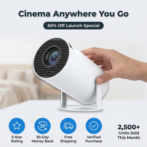 Mini proiettore portatile HD — Serate cinema ovunque senza un televisore ingombrante
