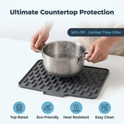 Silicone Drying & Heat-Resistant Mat — Dry Dishes & Protect Counters Without Bulky Racks