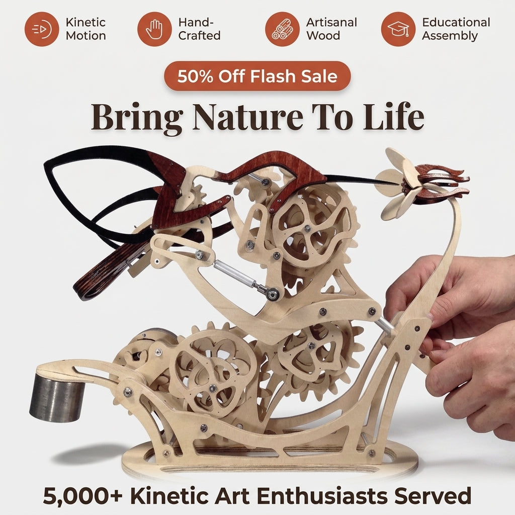 Wooden Kinetic Hummingbird Sculpture — Bring Hand-Powered Motion & Natural Beauty Into Your Space