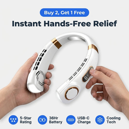 Wearable 5-Speed Neck Fan — Stay Cool Hands-Free Without Carrying A Fan