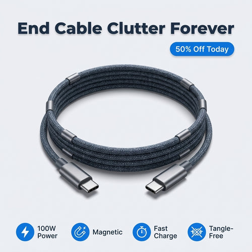 Magnetic Anti-Tangle Charging Cable — Fast Charging Without The Cable Clutter