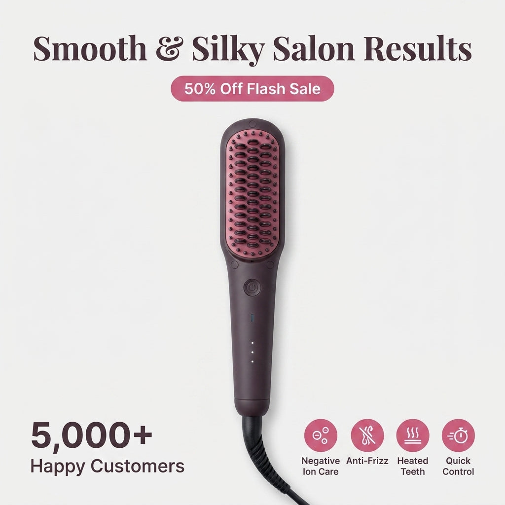 Ionic Hair Straightening Brush — Smooth Silky Hair Without Salon Hassle