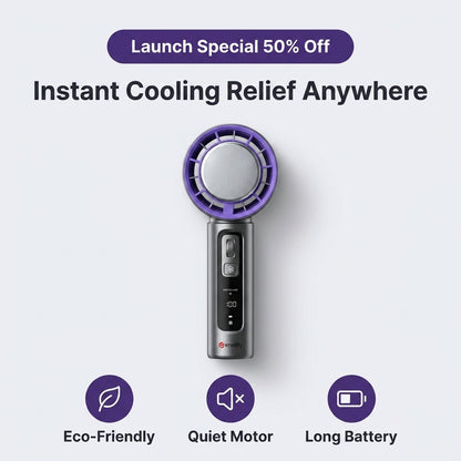 Handheld Bladeless LED Fan — Stay Cool Without Exposed Fan Blades