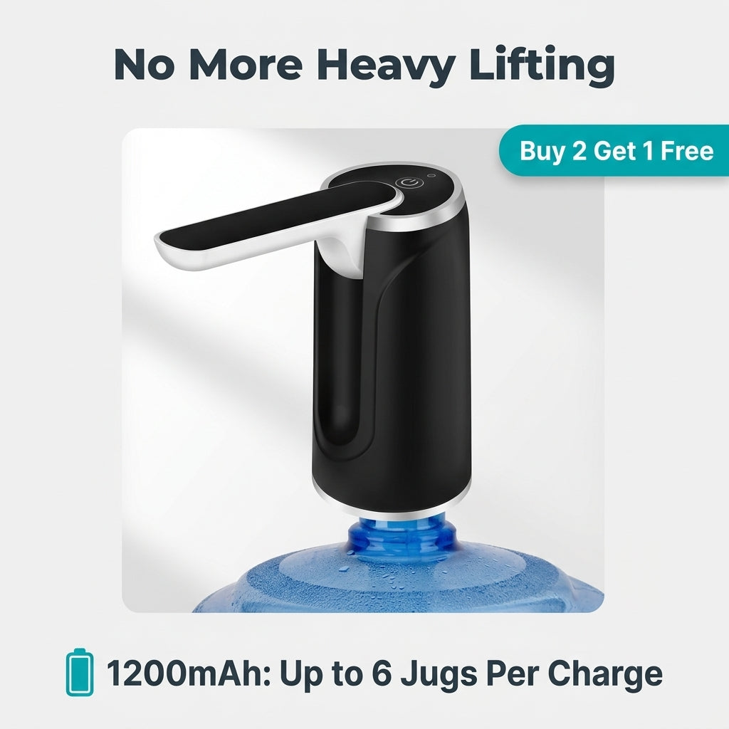 Portable Electric Water Bottle Pump — Easy One-Touch Water Dispensing Without Lifting Heavy Bottles