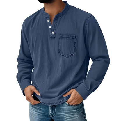 Retro Henley Long-Sleeve Shirt — Clean Vintage Style Without Stiff Formal Shirts