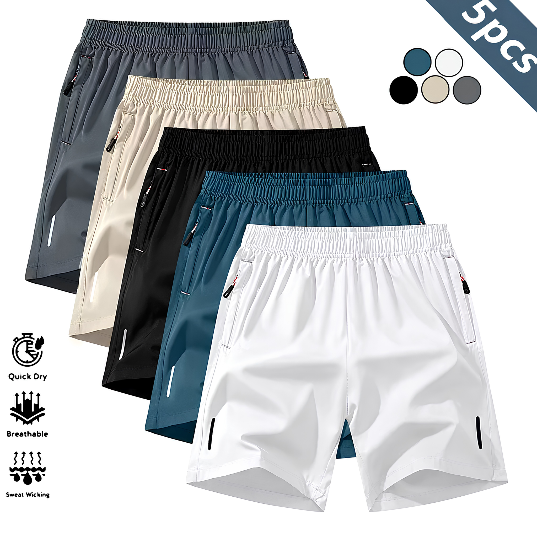 5-Pack Quick-Dry Athletic Shorts — Stay Cool Without Looking Too Casual
