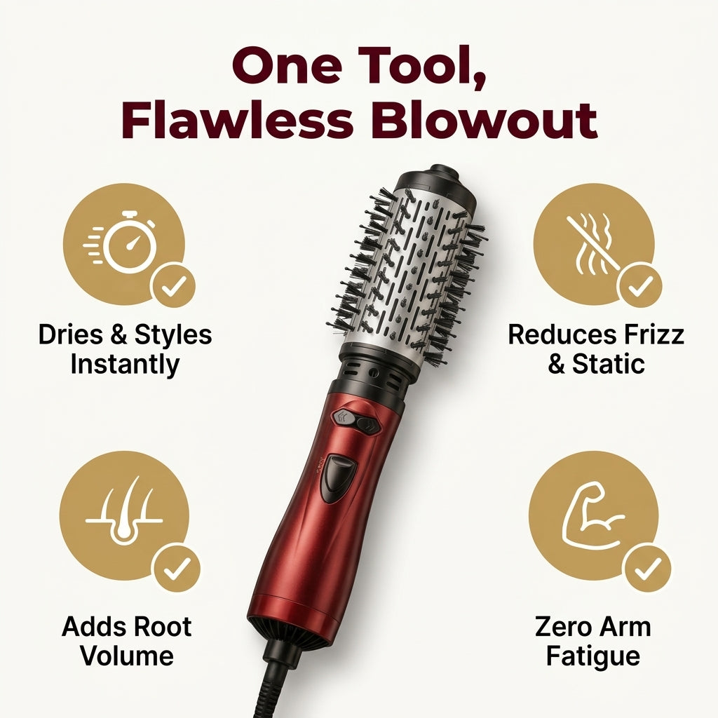 3-in-1 Blowout Hairbrush — Smooth Salon-Style Hair Without Complicated Styling