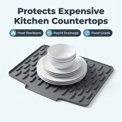 Silicone Drying & Heat-Resistant Mat — Dry Dishes & Protect Counters Without Bulky Racks