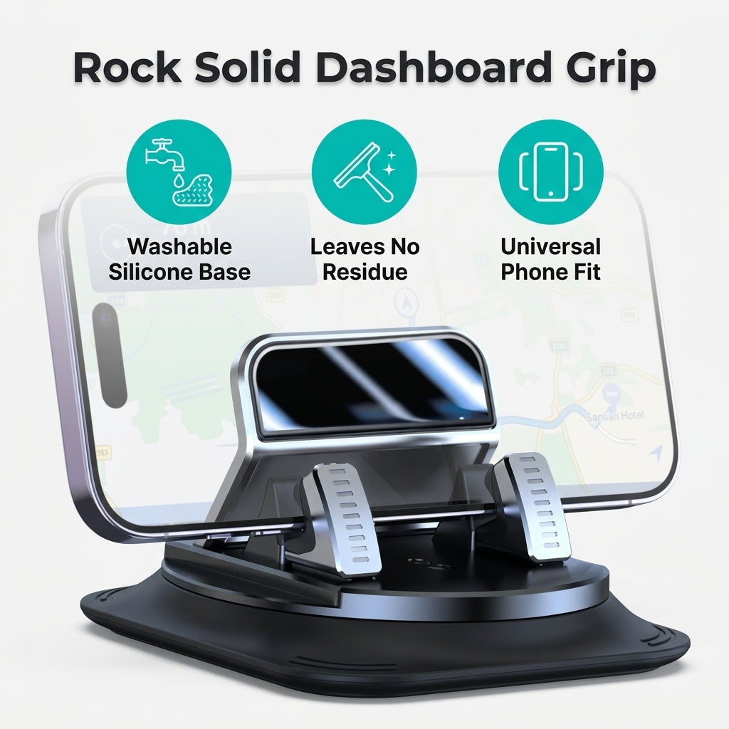 Dashboard Car Phone Mount — Hands-Free Viewing Without Vent Clips Or Suction Cups