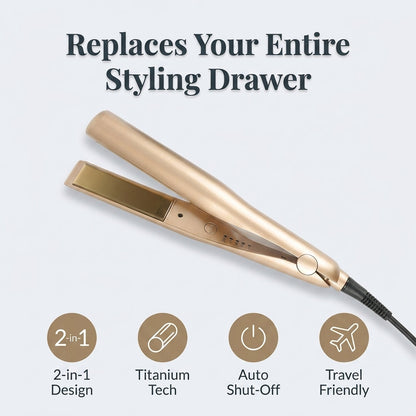 2-in-1 Hair Straightener & Curler — Sleek Hair Or Soft Curls With One Styling Tool