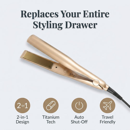 2-in-1 Hair Straightener & Curler — Sleek Hair Or Soft Curls With One Styling Tool