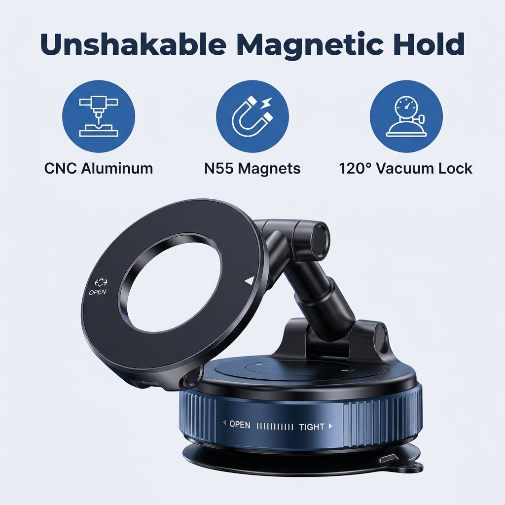 360° Foldable Magnetic Car Phone Mount — Stable Phone Viewing Without Bulky Holders