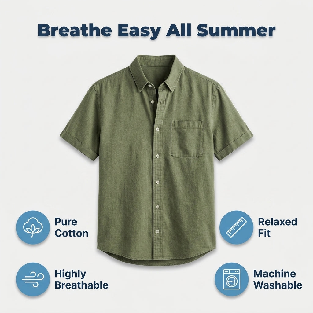 Classic Cotton Short-Sleeve Shirt — Clean Vintage Style Without Heavy Layers