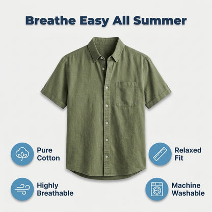 Classic Cotton Short-Sleeve Shirt — Clean Vintage Style Without Heavy Layers