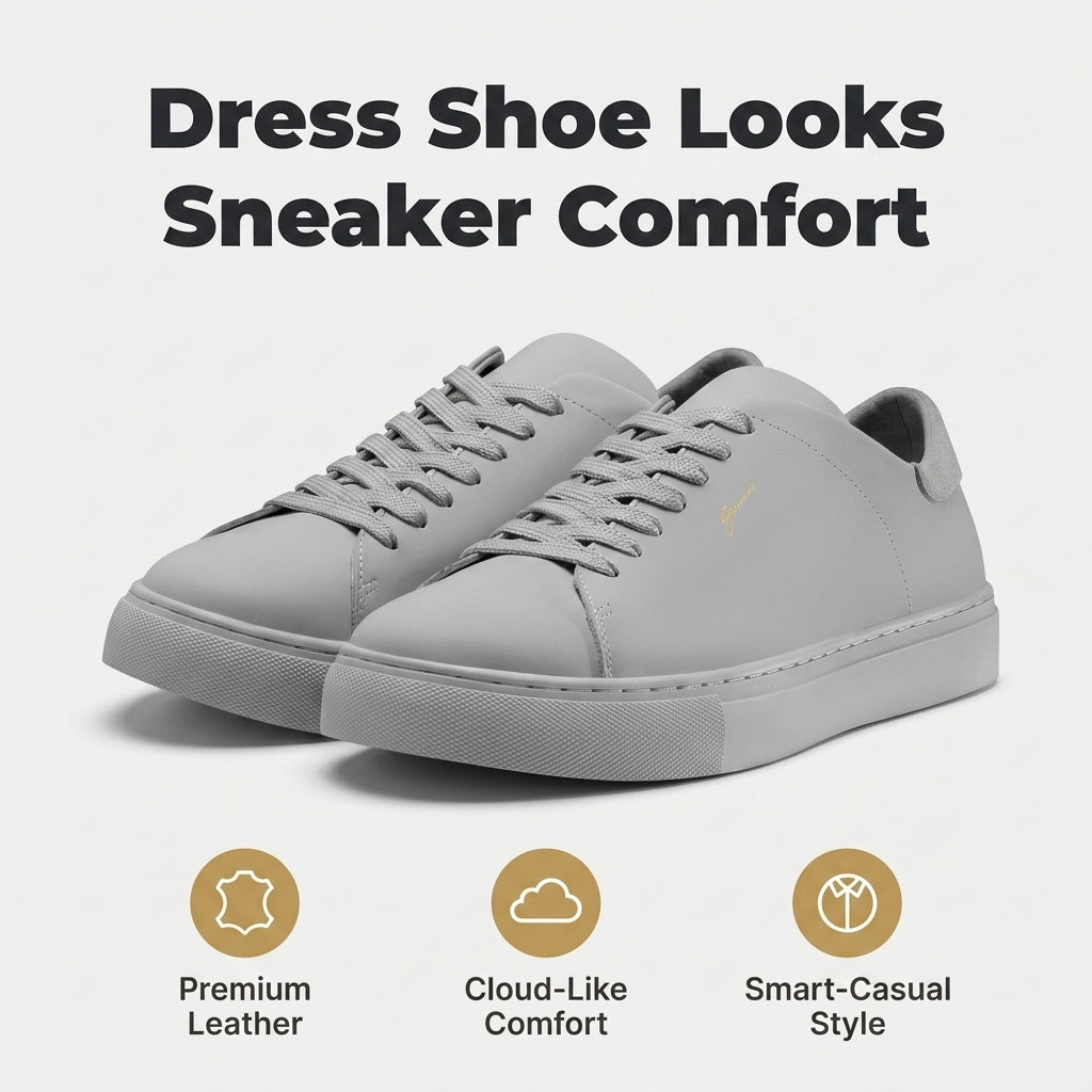 Grey Leather Sneakers — Smart Casual Style Without Stiff Dress Shoes