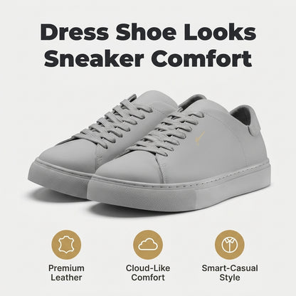 Grey Leather Sneakers — Smart Casual Style Without Stiff Dress Shoes