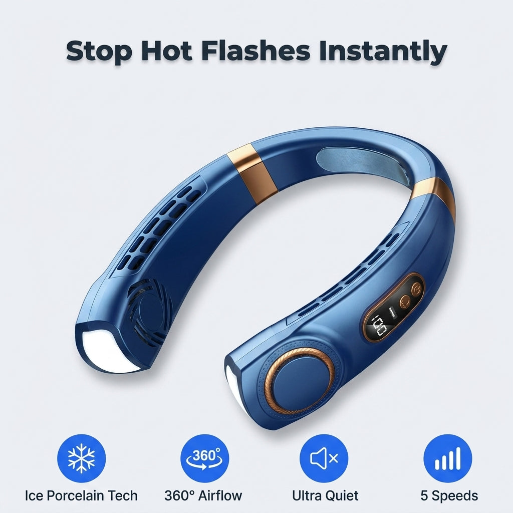 Wearable 5-Speed Neck Fan — Stay Cool Hands-Free Without Carrying A Fan