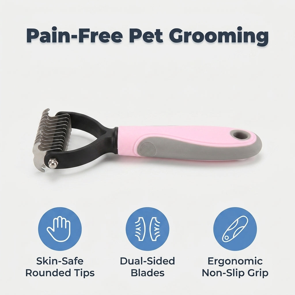 Pet Hair Removal Grooming Comb — Remove Loose Fur Without Painful Pulling