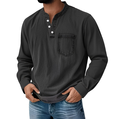 Retro Henley Long-Sleeve Shirt — Clean Vintage Style Without Stiff Formal Shirts