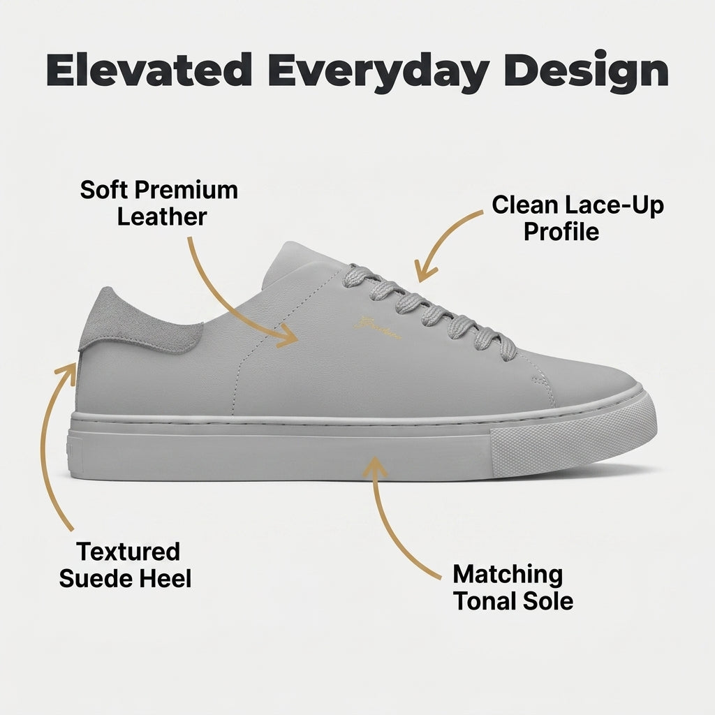 Grey Leather Sneakers — Smart Casual Style Without Stiff Dress Shoes
