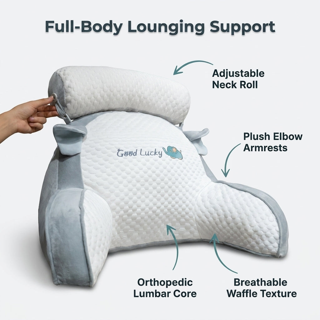Back & Neck Comfort Pillow — Comfortable Lounging Without Stacking Pillows