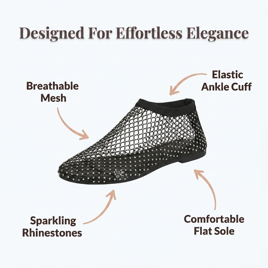 Mesh Rhinestone Booties — Step Into Sparkle Without Giving Up Comfort