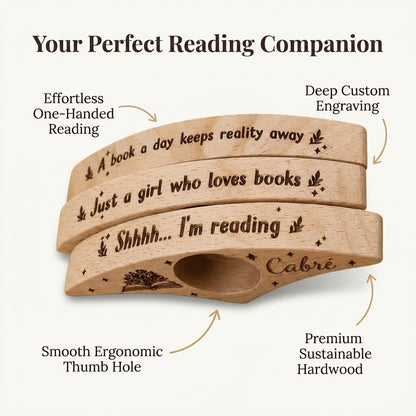 Personalized Wooden Book Page Holder — Read One-Handed Without Losing Your Page