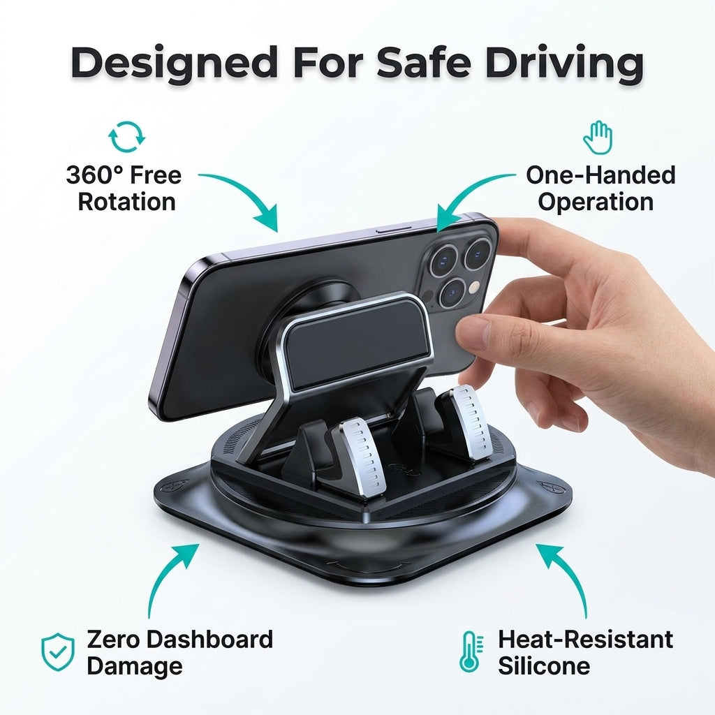 Dashboard Car Phone Mount — Hands-Free Viewing Without Vent Clips Or Suction Cups