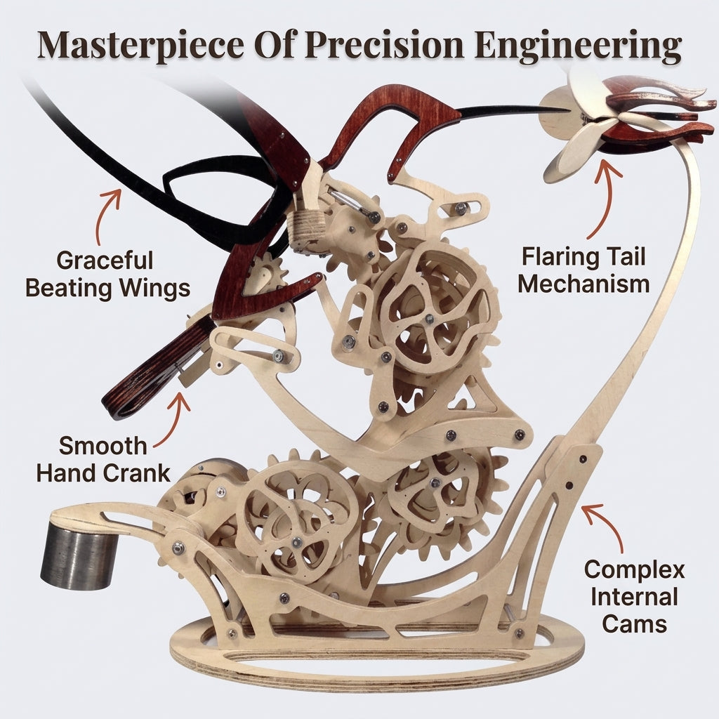 Wooden Kinetic Hummingbird Sculpture — Bring Hand-Powered Motion & Natural Beauty Into Your Space