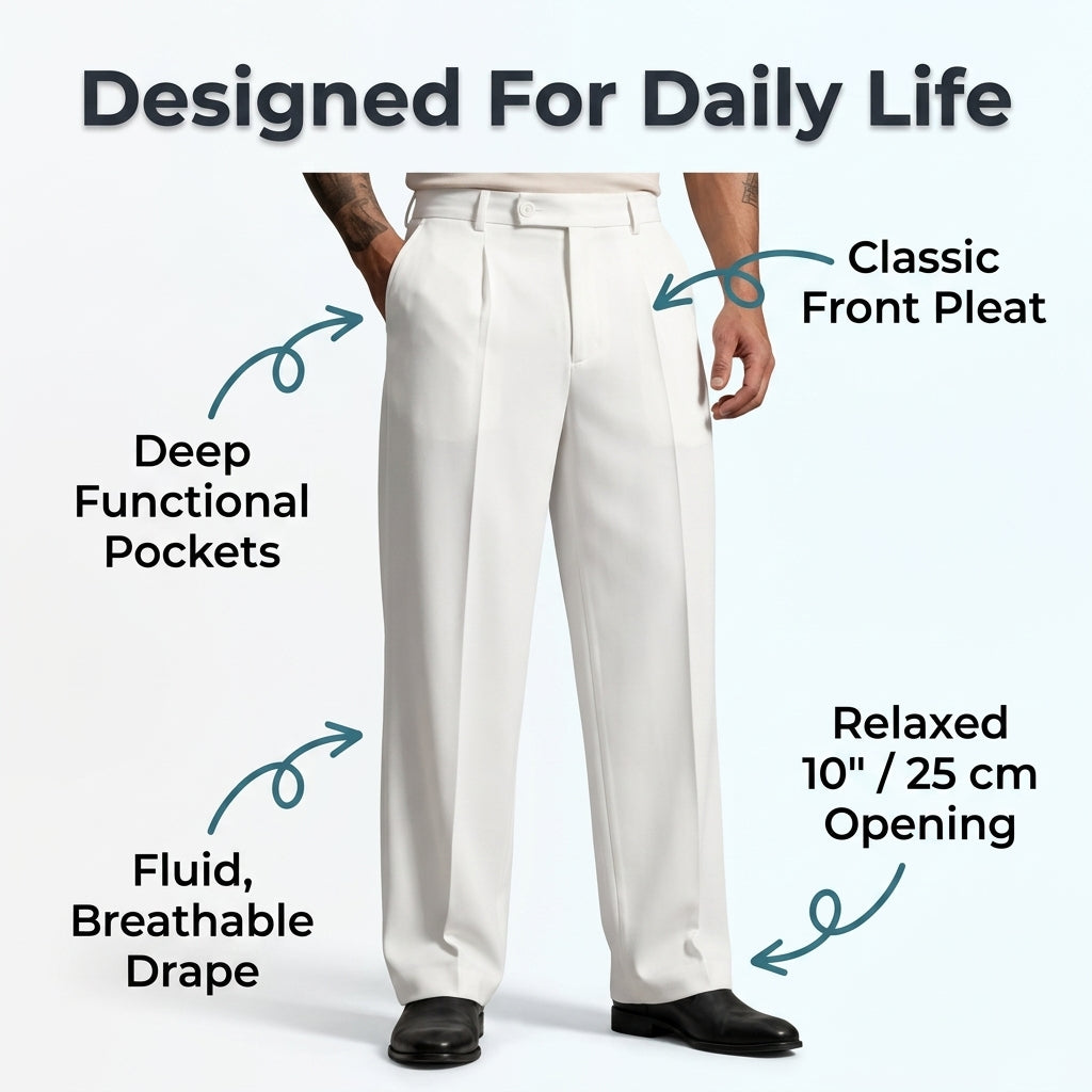 Men’s Pleated Wide-Leg Pants — Relaxed Style Without Tight, Restrictive Trousers