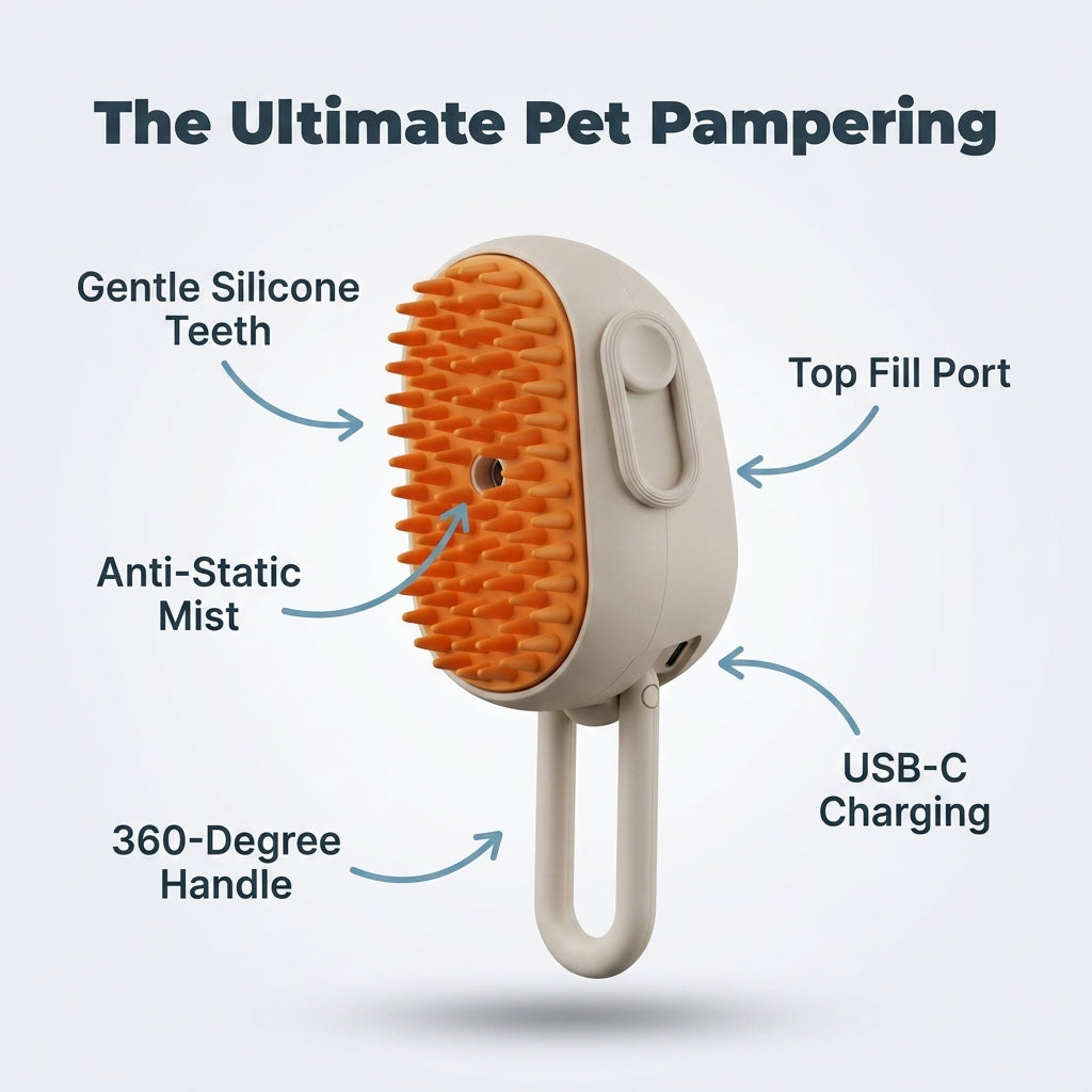 Pet Grooming Brush — Remove Loose Fur While Gently Massaging Your Pet