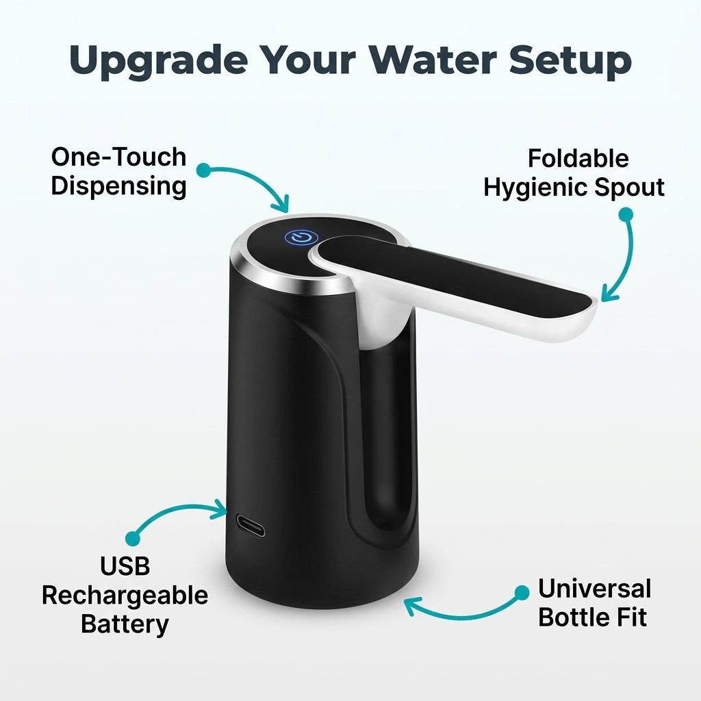 Portable Electric Water Bottle Pump — Easy One-Touch Water Dispensing Without Lifting Heavy Bottles