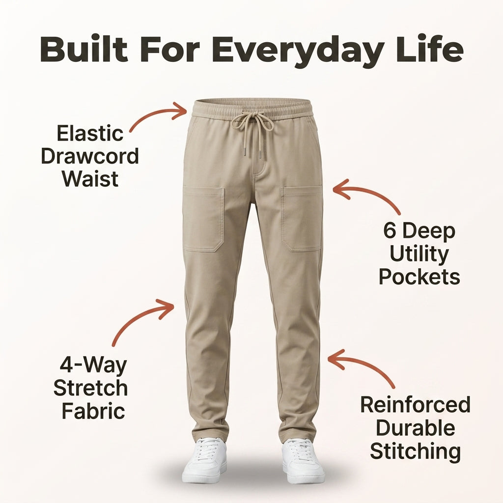High-Stretch Cargo Pants — Everyday Utility Without Stiff, Restrictive Pants