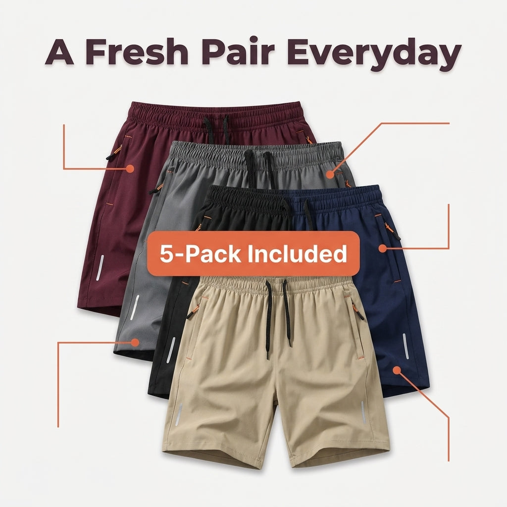 5-Pack Quick-Dry Athletic Shorts — Stay Cool Without Looking Too Casual