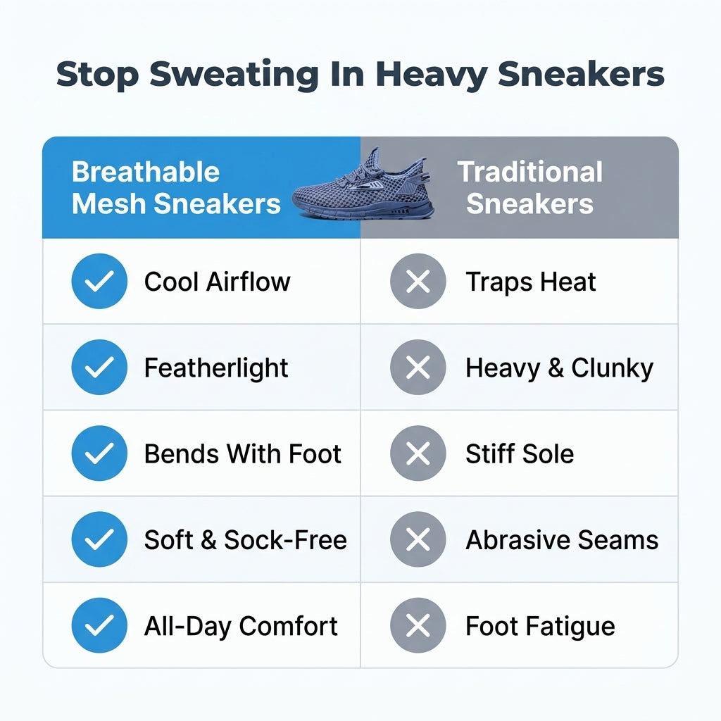 Breathable Mesh Sneakers — All-Day Comfort Without Heavy Shoes