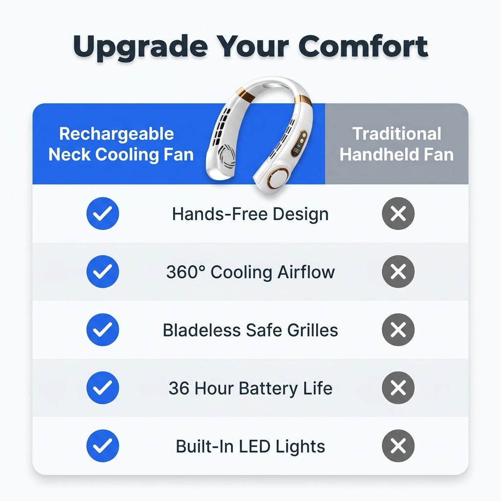 Wearable 5-Speed Neck Fan — Stay Cool Hands-Free Without Carrying A Fan