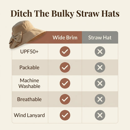 Women’s Bowknot Wide-Brim Sun Hat — Elegant Sun Coverage Without Heavy Summer Headwear