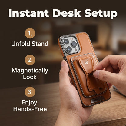 Leather Magnetic Wallet iPhone Case — Protect, Charge & Carry Cards In One Case