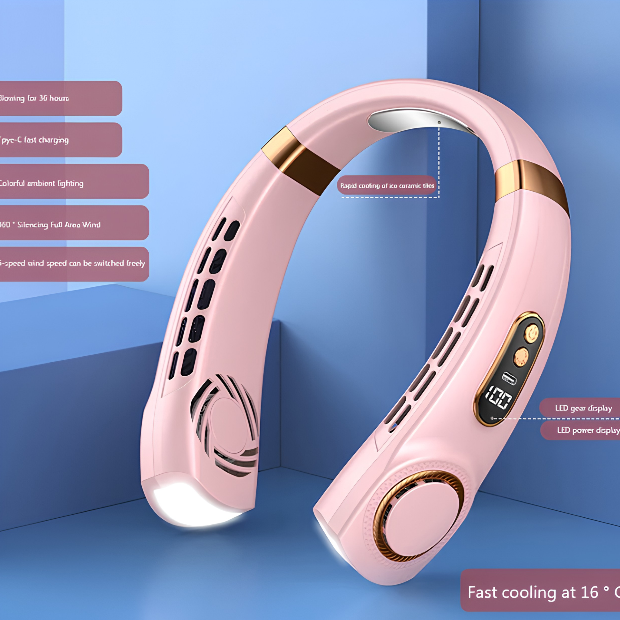 Wearable 5-Speed Neck Fan — Stay Cool Hands-Free Without Carrying A Fan