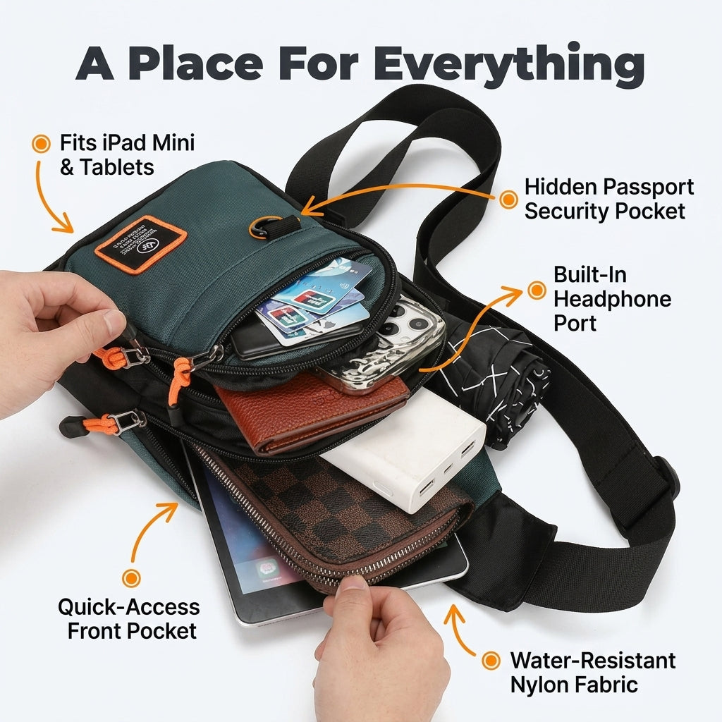 Multi-Compartment Crossbody Bag — Carry Essentials Without Bulky Backpacks