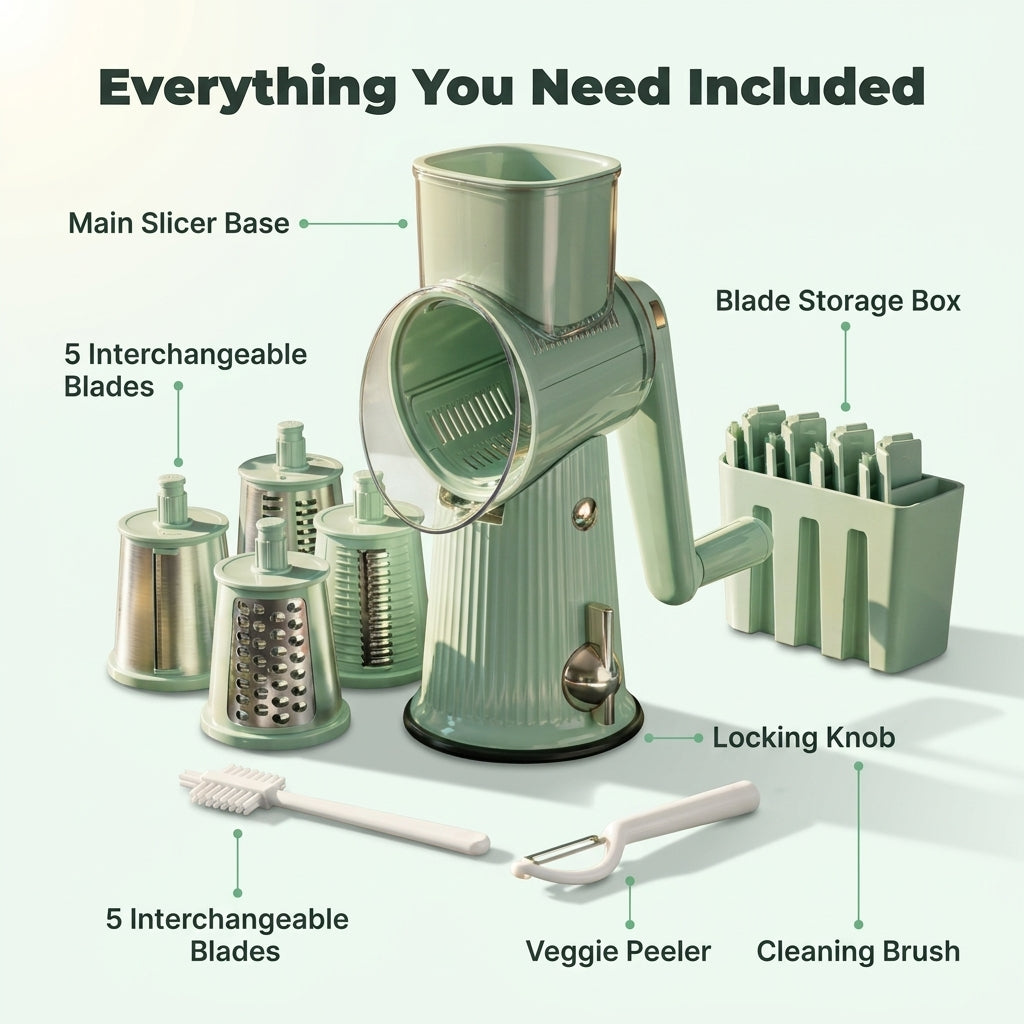 Rotary Vegetable Slicer — Slice, Shred & Grate Fresh Ingredients In Seconds
