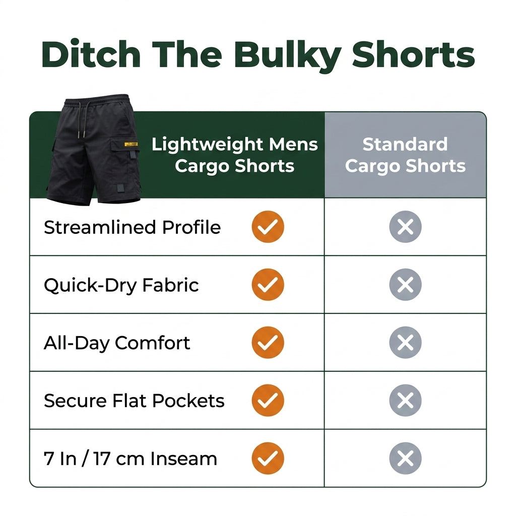 Men’s Lightweight Cargo Shorts — Clean Utility Without Heavy Bulk