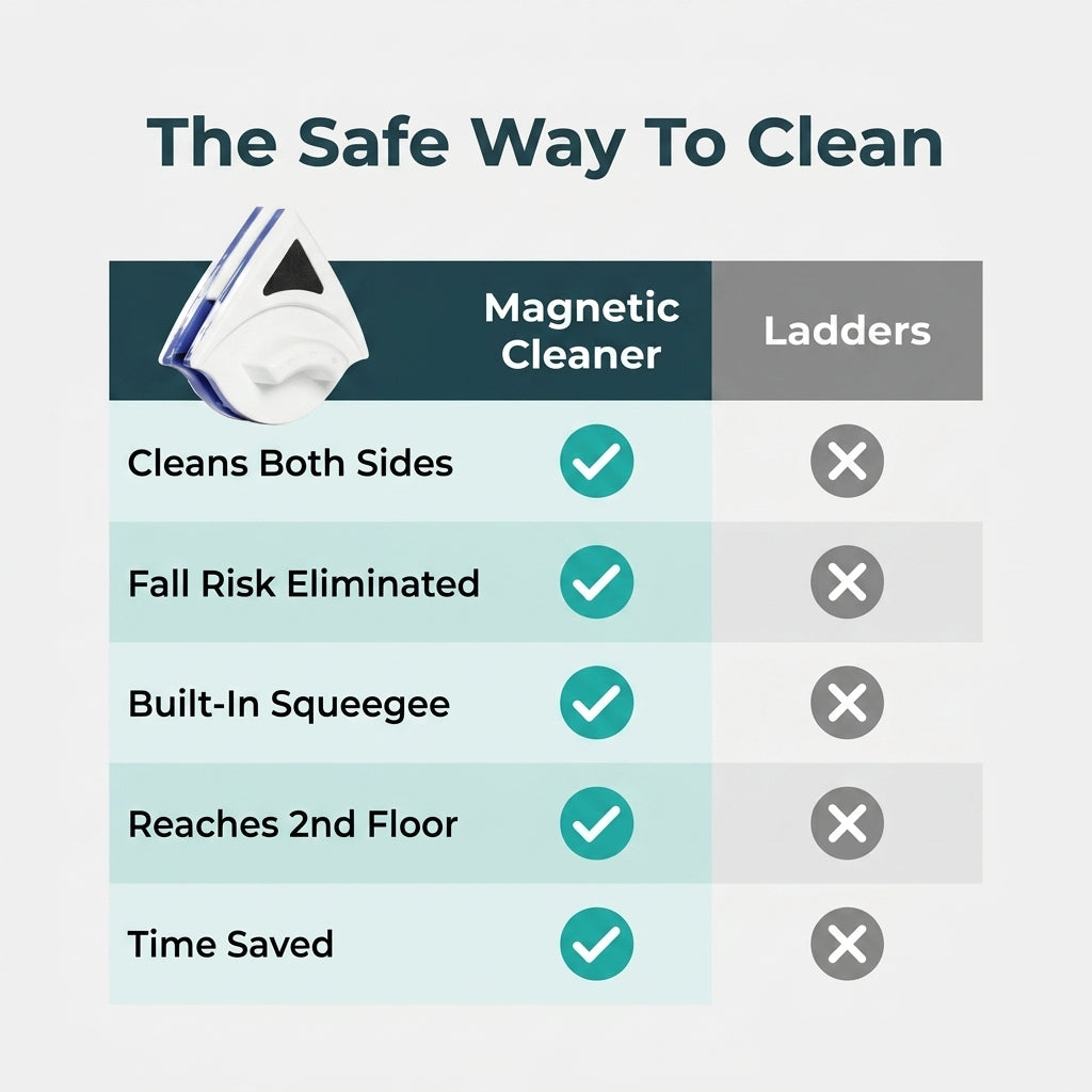 Magnetic Window Wiper — Clean Both Sides Without Reaching Outside