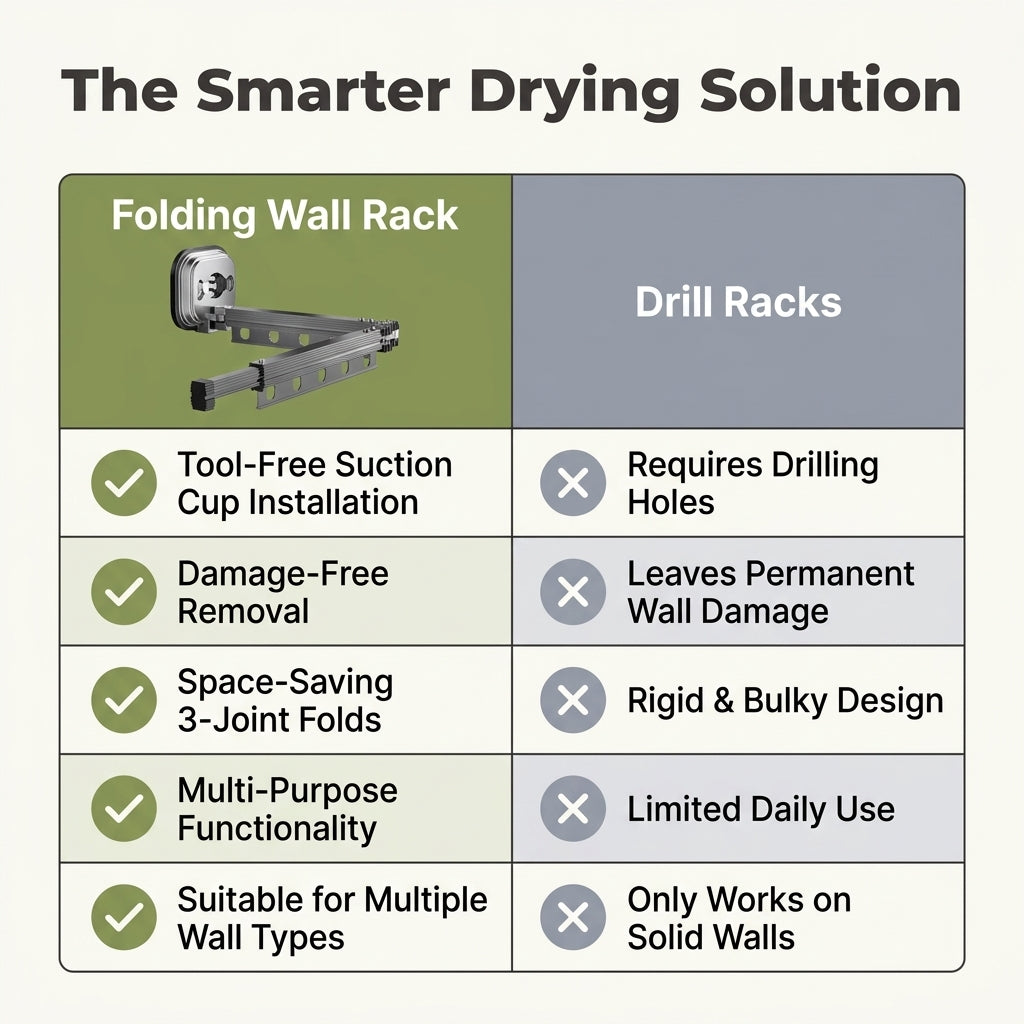 Wall-Mounted Folding Clothes Drying Rack — Dry More Laundry Without Taking Up Floor Space