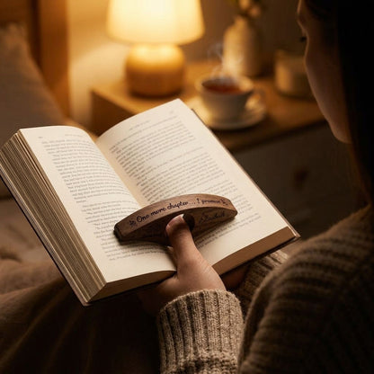 Personalized Wooden Book Page Holder — Read One-Handed Without Losing Your Page