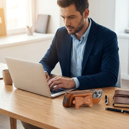 Leather Magnetic Wallet iPhone Case — Protect, Charge & Carry Cards In One Case