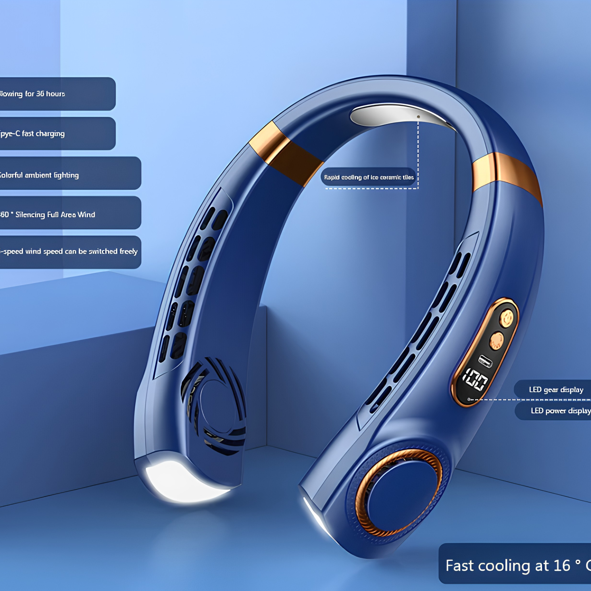 Wearable 5-Speed Neck Fan — Stay Cool Hands-Free Without Carrying A Fan