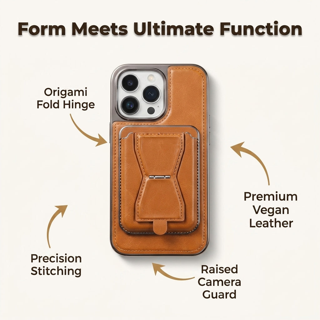 Leather Magnetic Wallet iPhone Case — Protect, Charge & Carry Cards In One Case