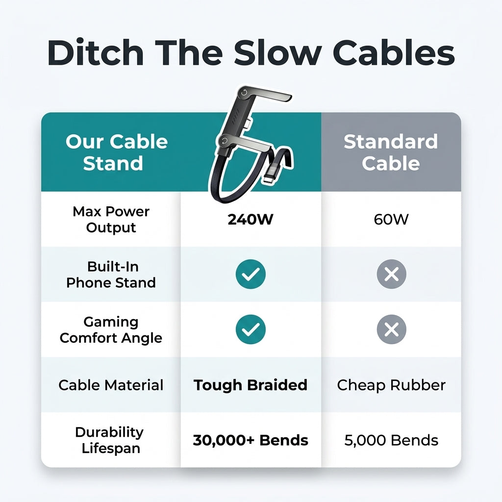 2-in-1 Fast Charging Cable — Charge Your Phone Without Holding It Up