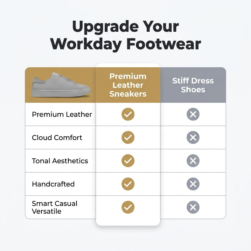 Grey Leather Sneakers — Smart Casual Style Without Stiff Dress Shoes